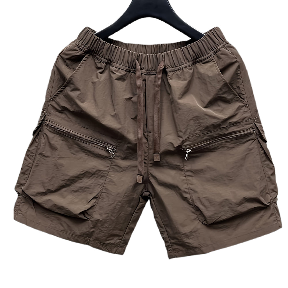 Short cargo en coton robuste avec poches zippées pour homme
