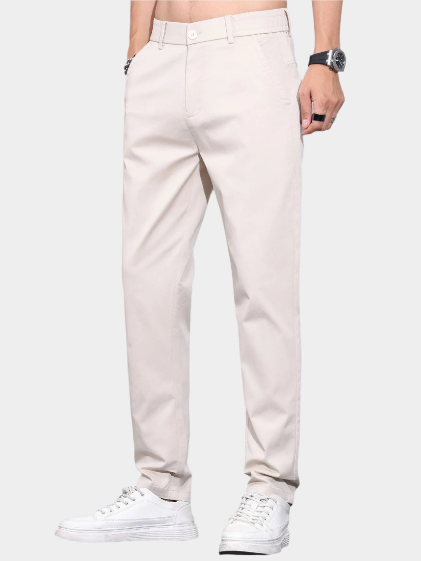 Pantalon droit à taille élastique élégant et classique pour homme