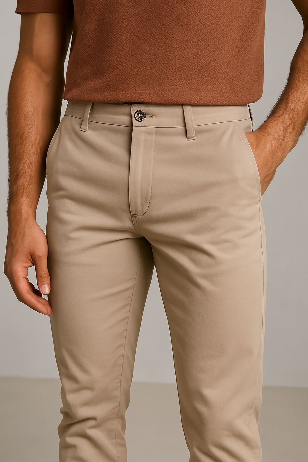 Pantalon chino slim stretch – Mélange de coton sur mesure pour homme