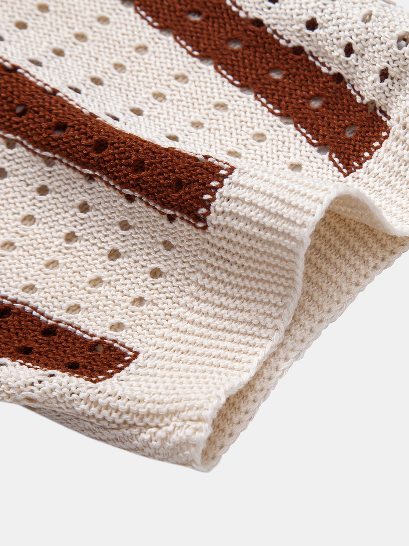 Chemises au crochet homme rayée tricotée col cubain chic été