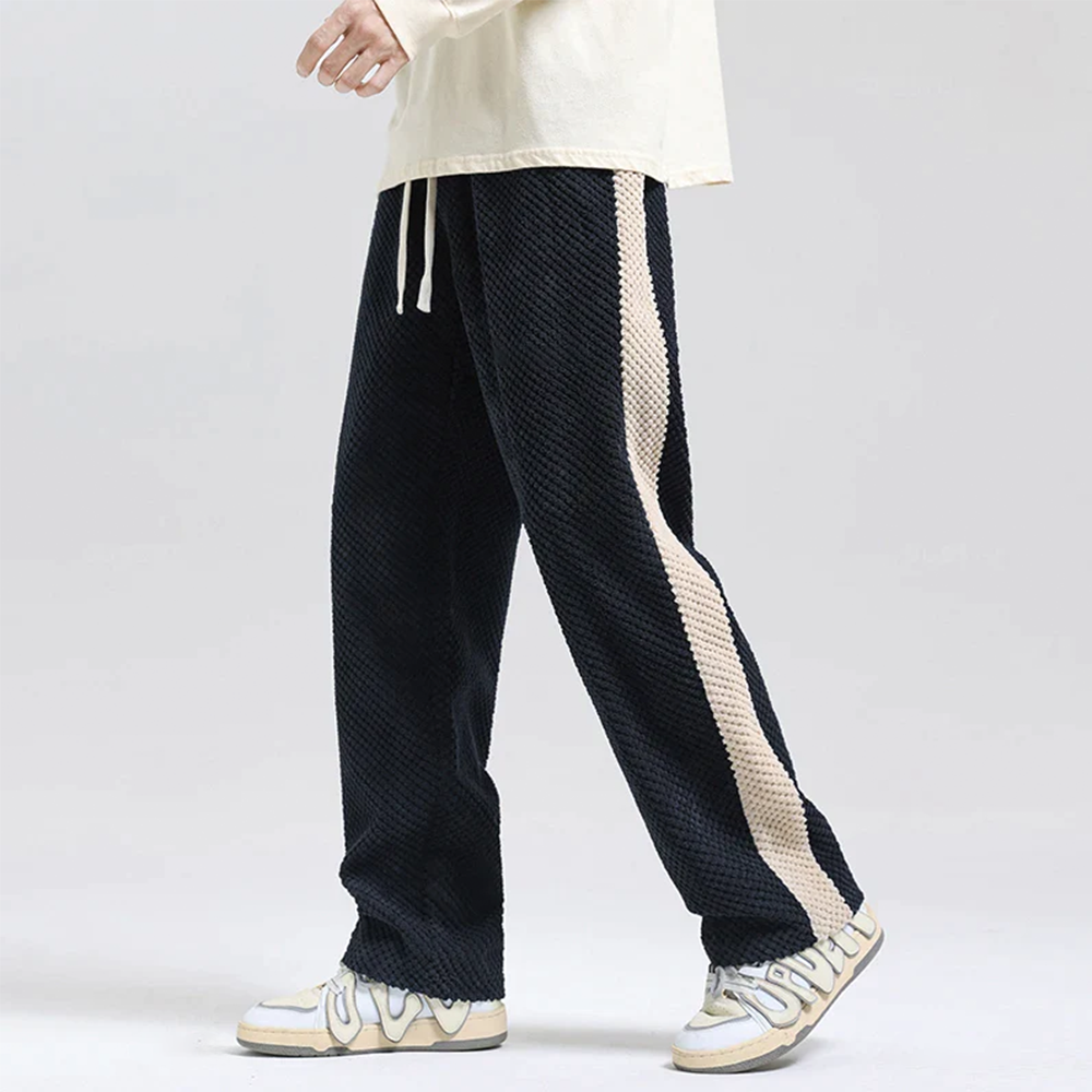 Pantalon de jogging droit en velours côtelé coupe décontractée pour homme