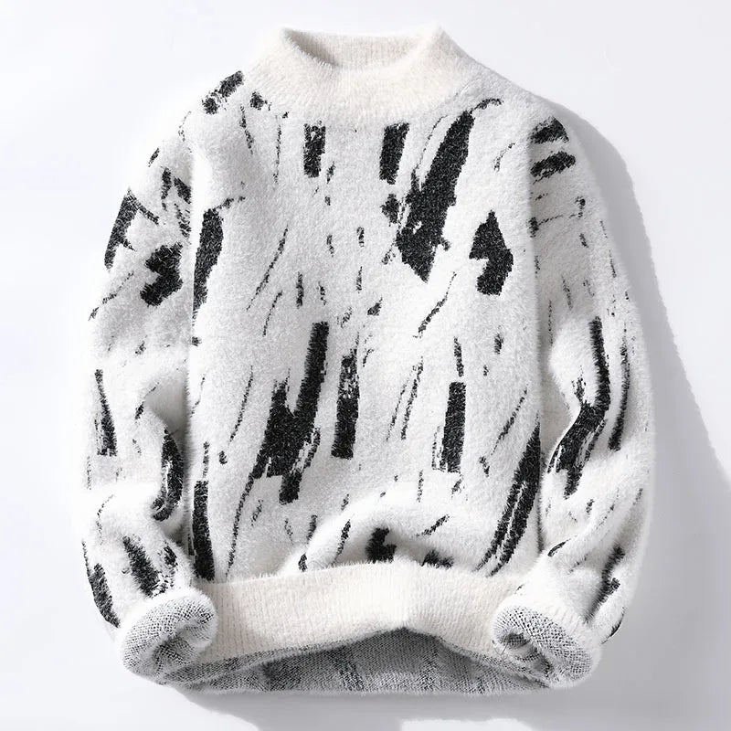 Pull d'hiver douillet – Tricot thermique pour homme avec motif glacier