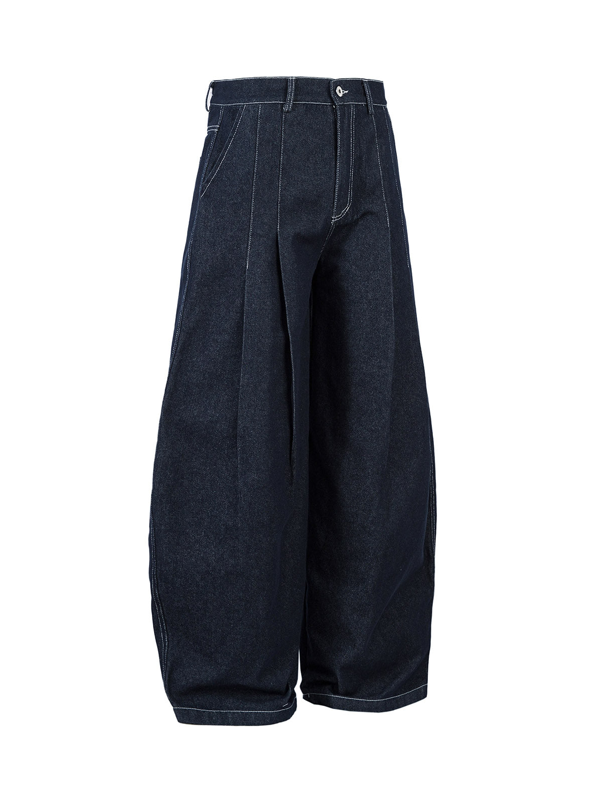 Pantalon ample plissé avec coutures contrastées pour homme