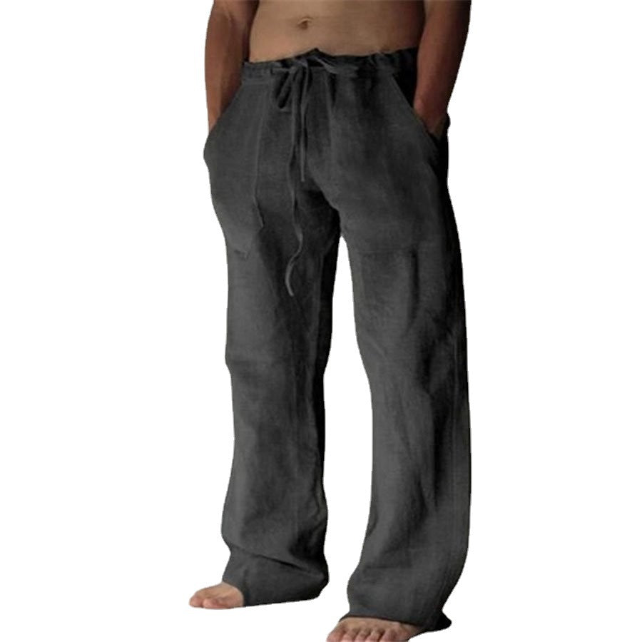 André – Pantalons décontractés en lin, unis, pour hommes