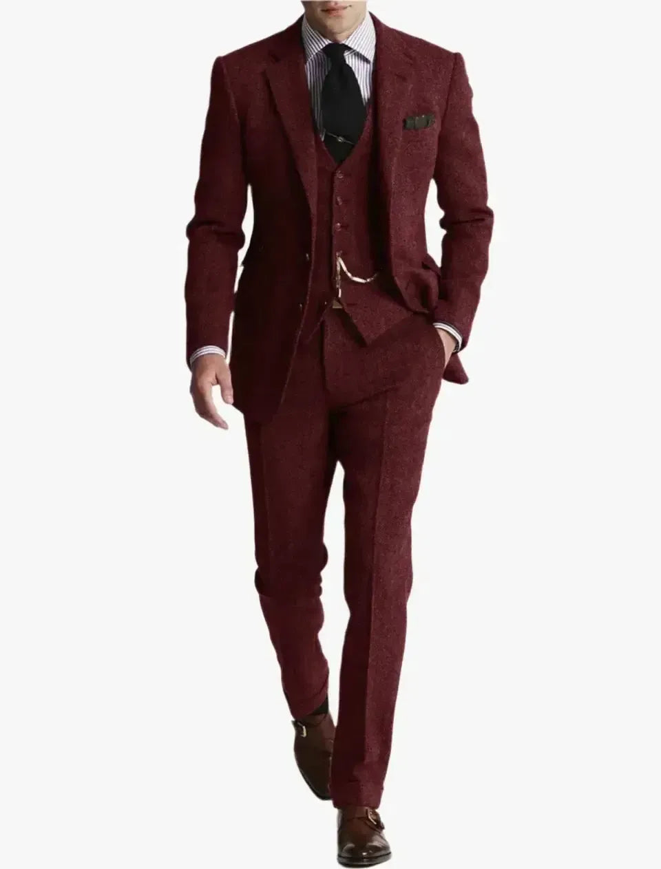 Athanase – Smoking en tweed pour hommes, trois pièces et au style classique