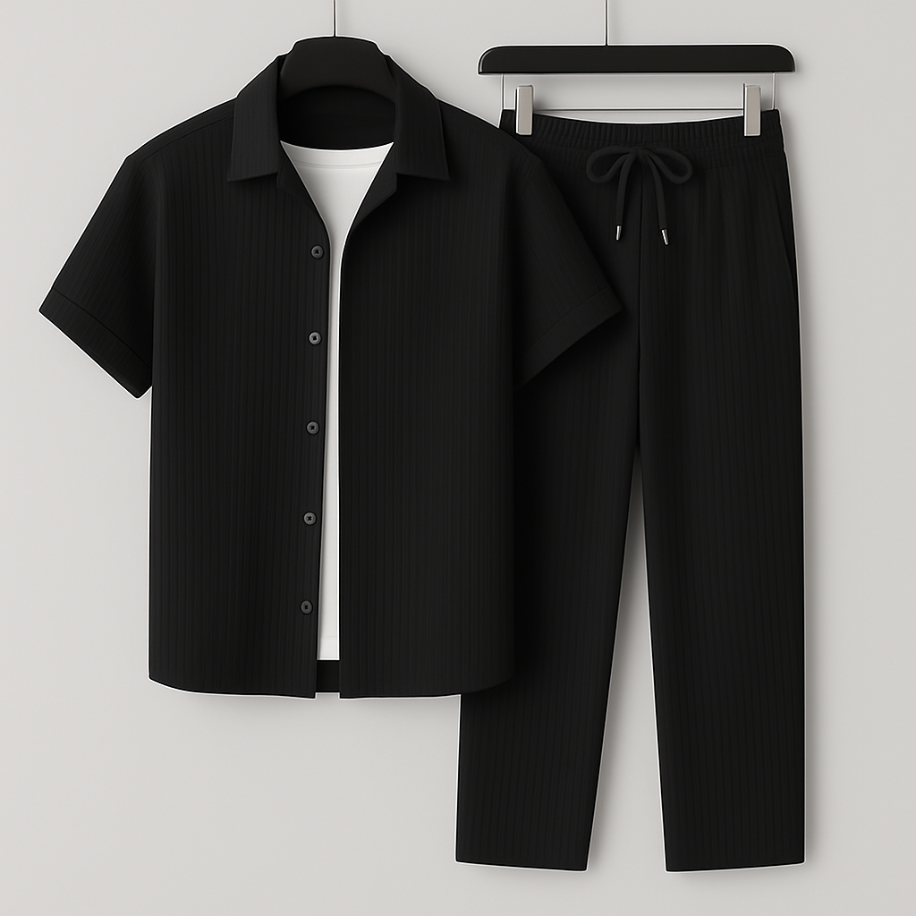 Ensemble deux pièces décontracté en lin – Tenue d'été coordonnée pour homme