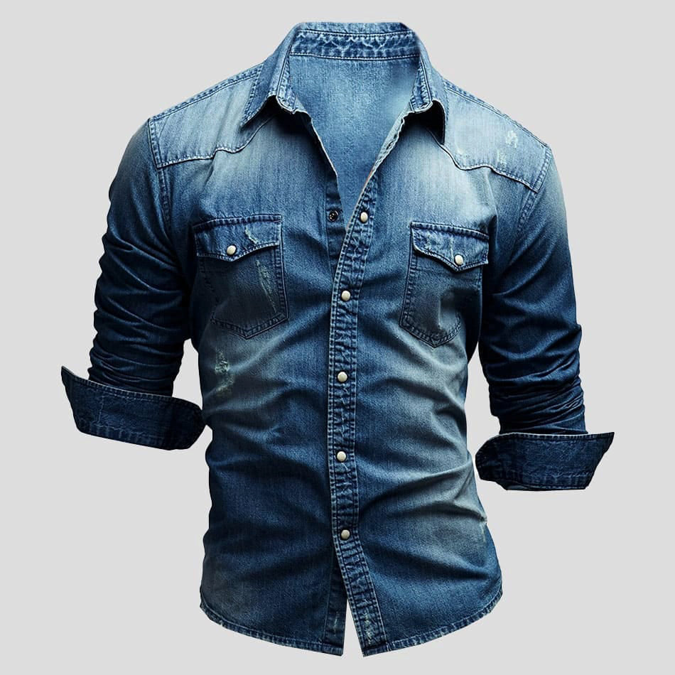 Cédric | Chemise en jean pour homme style vintage - 3