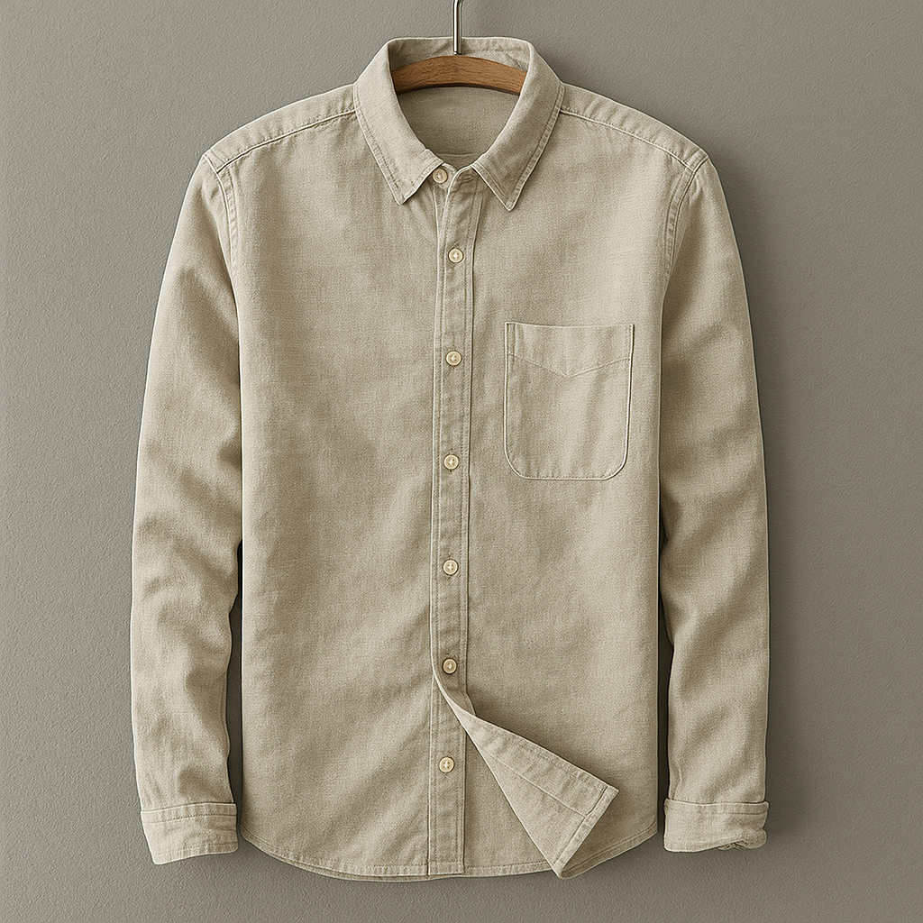 Chemise Homme en Coton-Lin à Manches Longues – Légère et Décontractée
