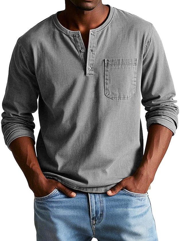 Chemise Henley à manches longues – Coupe décontractée pour homme