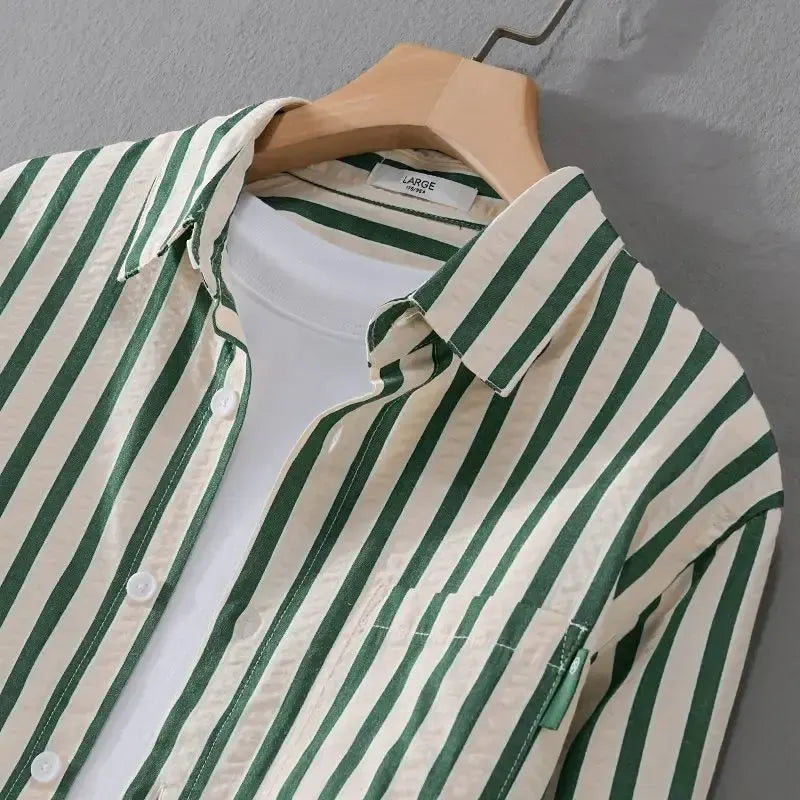Chemise Rayée Classique pour Homme – Coton Style Rétro Décontracté