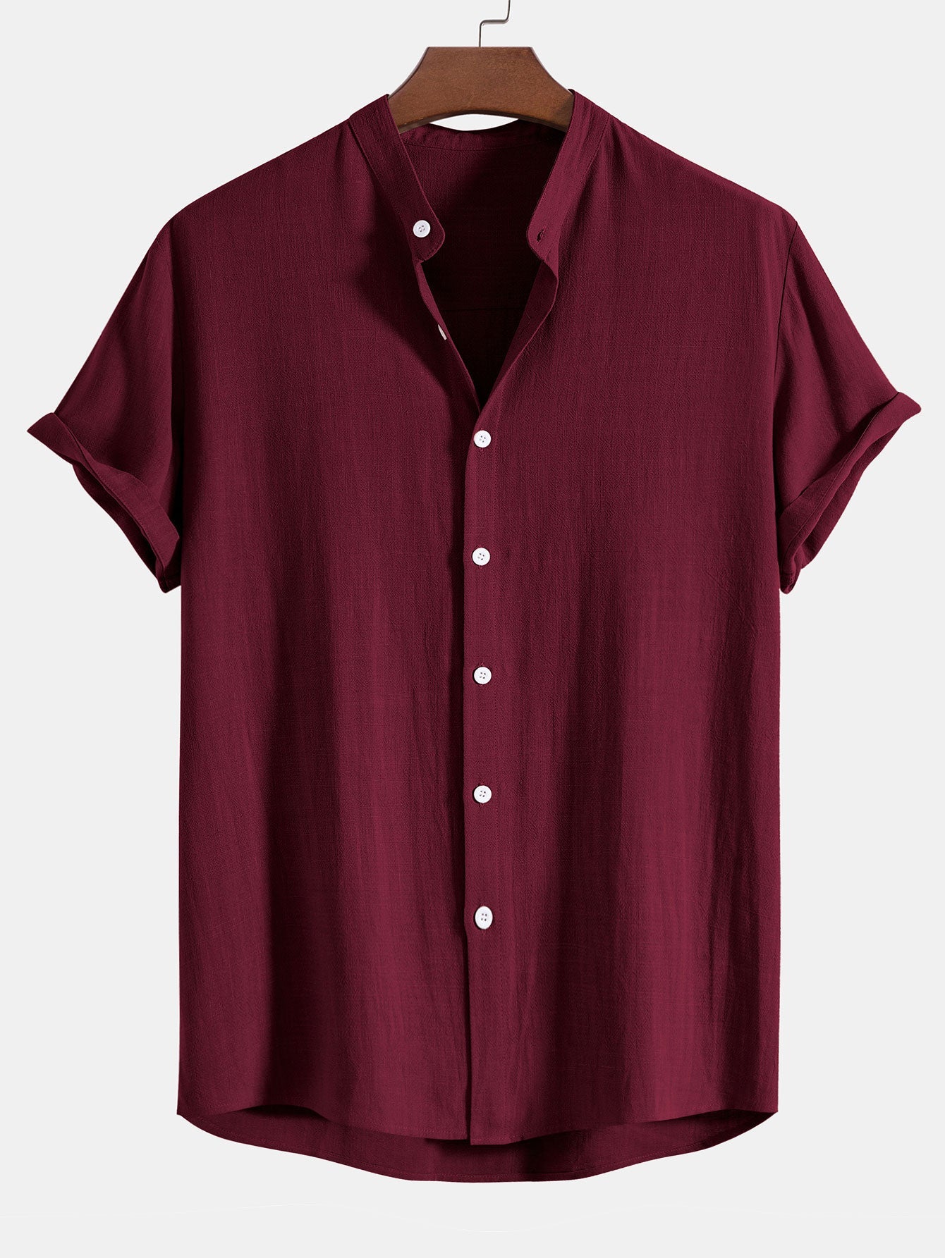 Chemise à col montant en mélange de lin et de rayonne – Tenue d'été décontractée