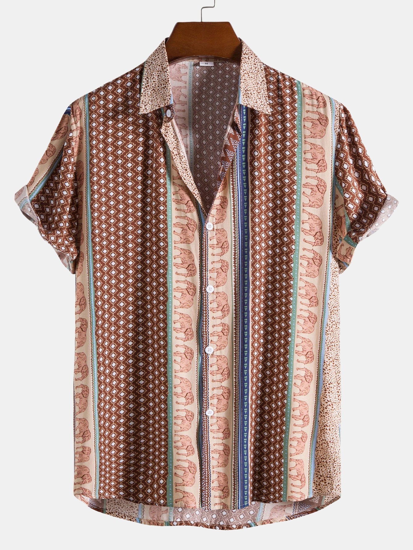 Chemise à imprimé éléphant géométrique – Vêtements uniques pour hommes