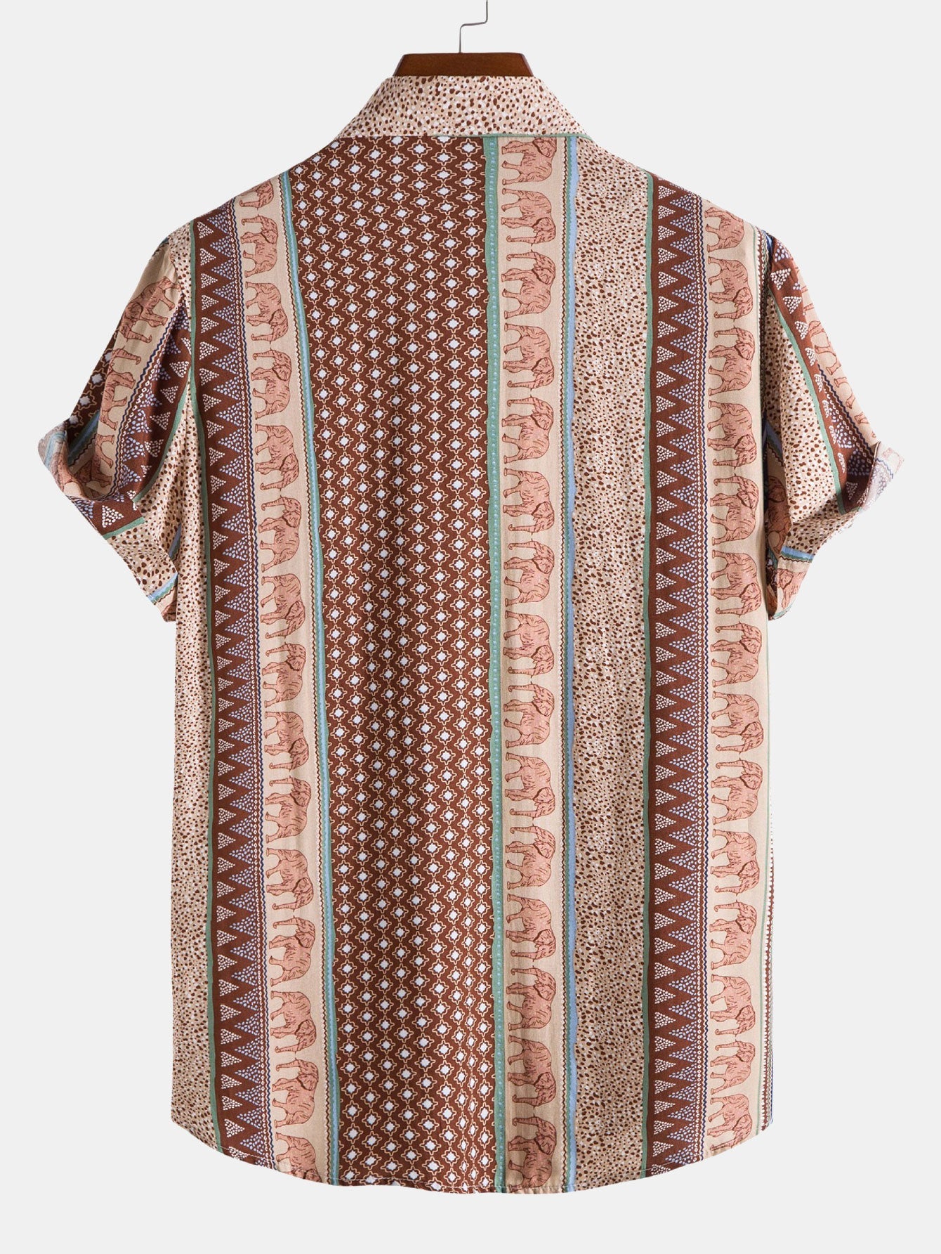 Chemise à imprimé éléphant géométrique – Vêtements uniques pour hommes