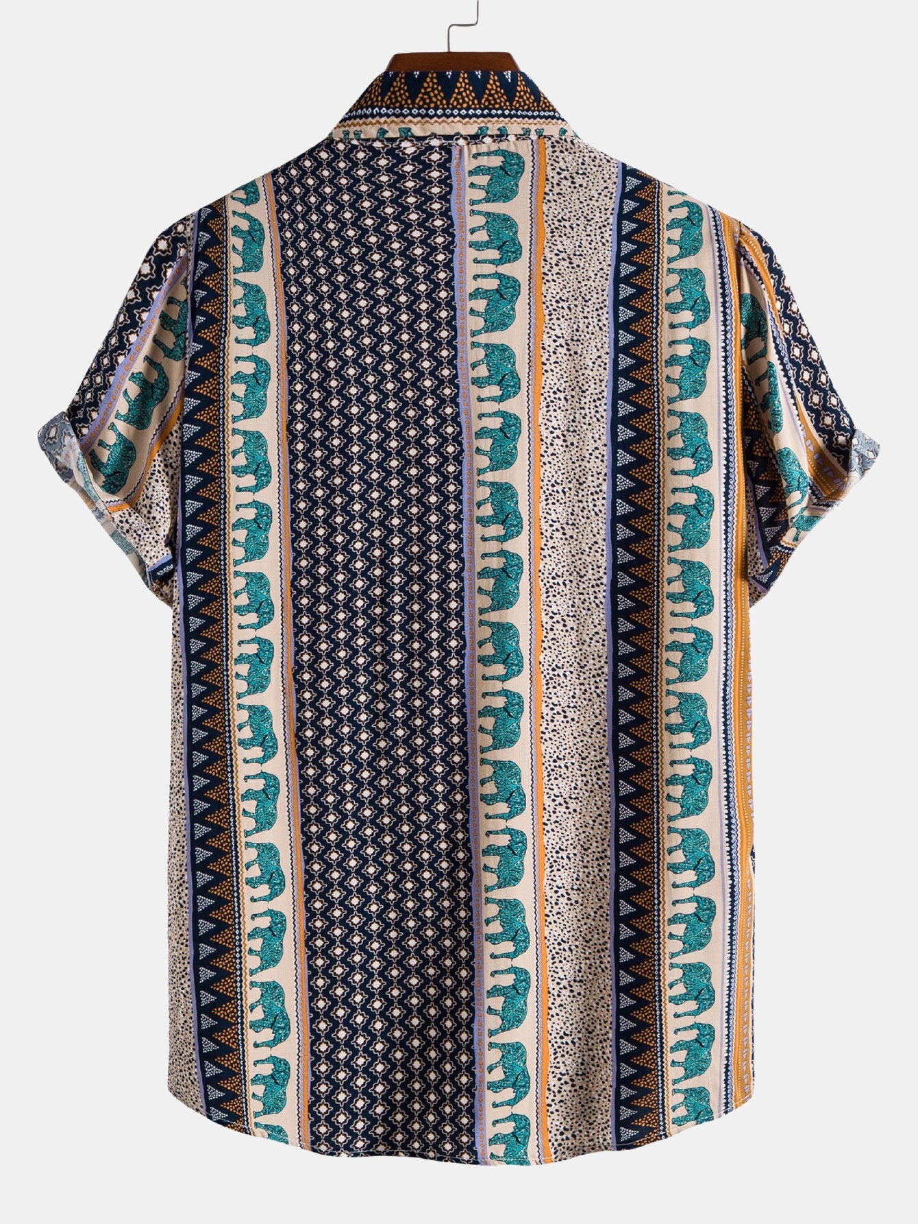 Chemise à imprimé éléphant géométrique – Vêtements uniques pour hommes