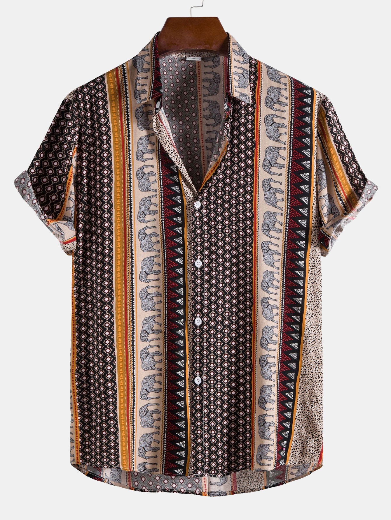 Chemise à imprimé éléphant géométrique – Vêtements uniques pour hommes