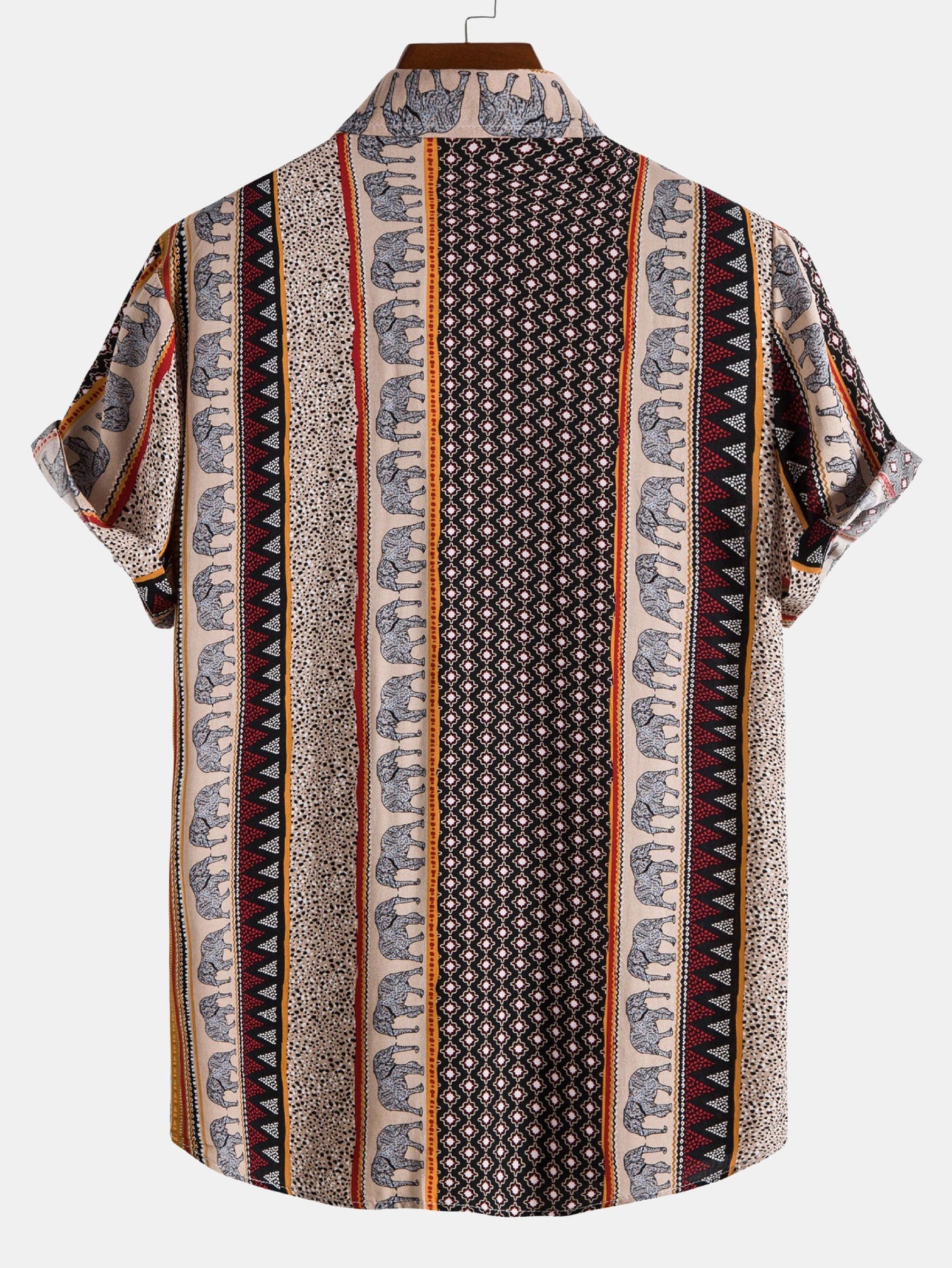 Chemise à imprimé éléphant géométrique – Vêtements uniques pour hommes