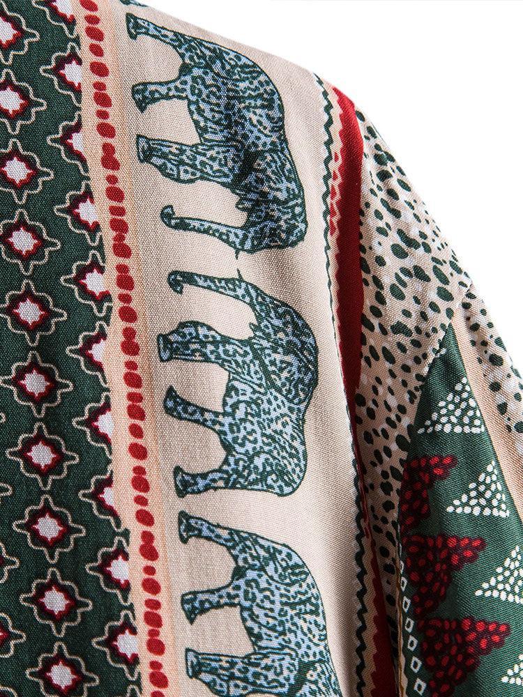 Chemise à imprimé éléphant géométrique – Vêtements uniques pour hommes