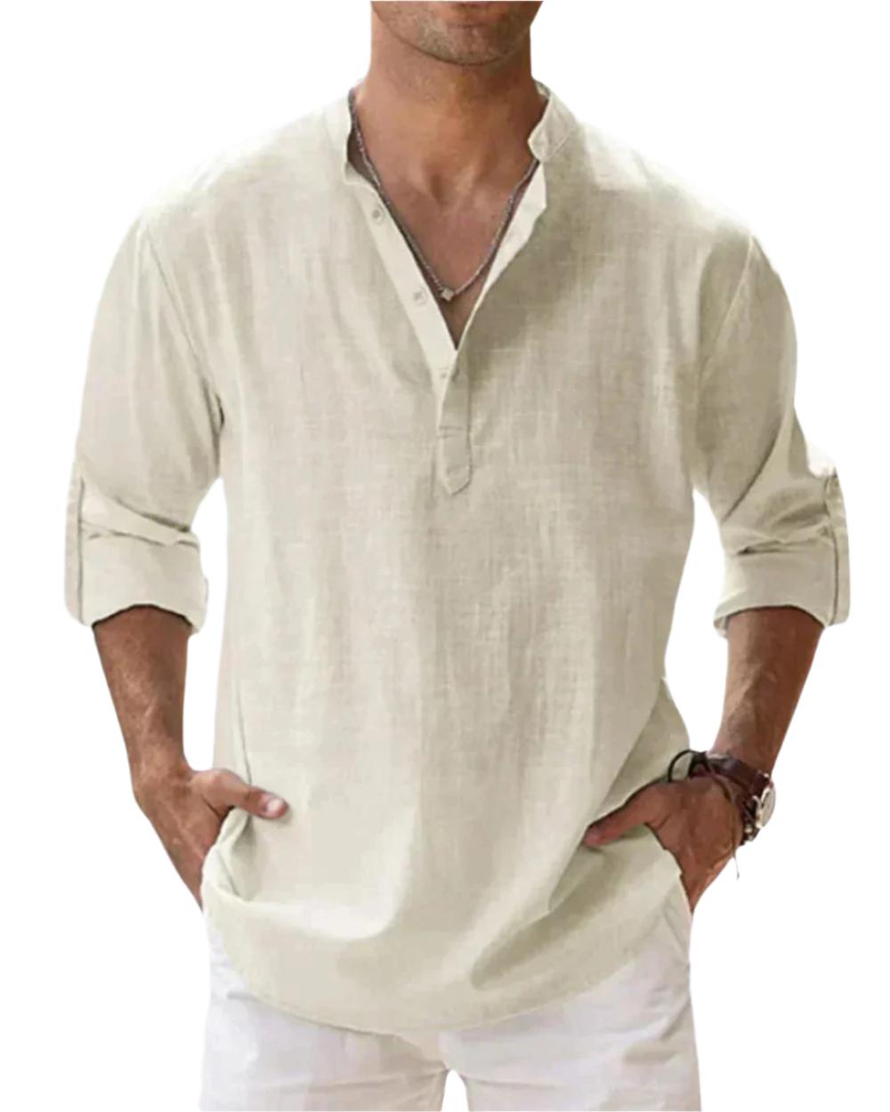 Chemise à manches longues en coton – Coupe slim classique pour homme