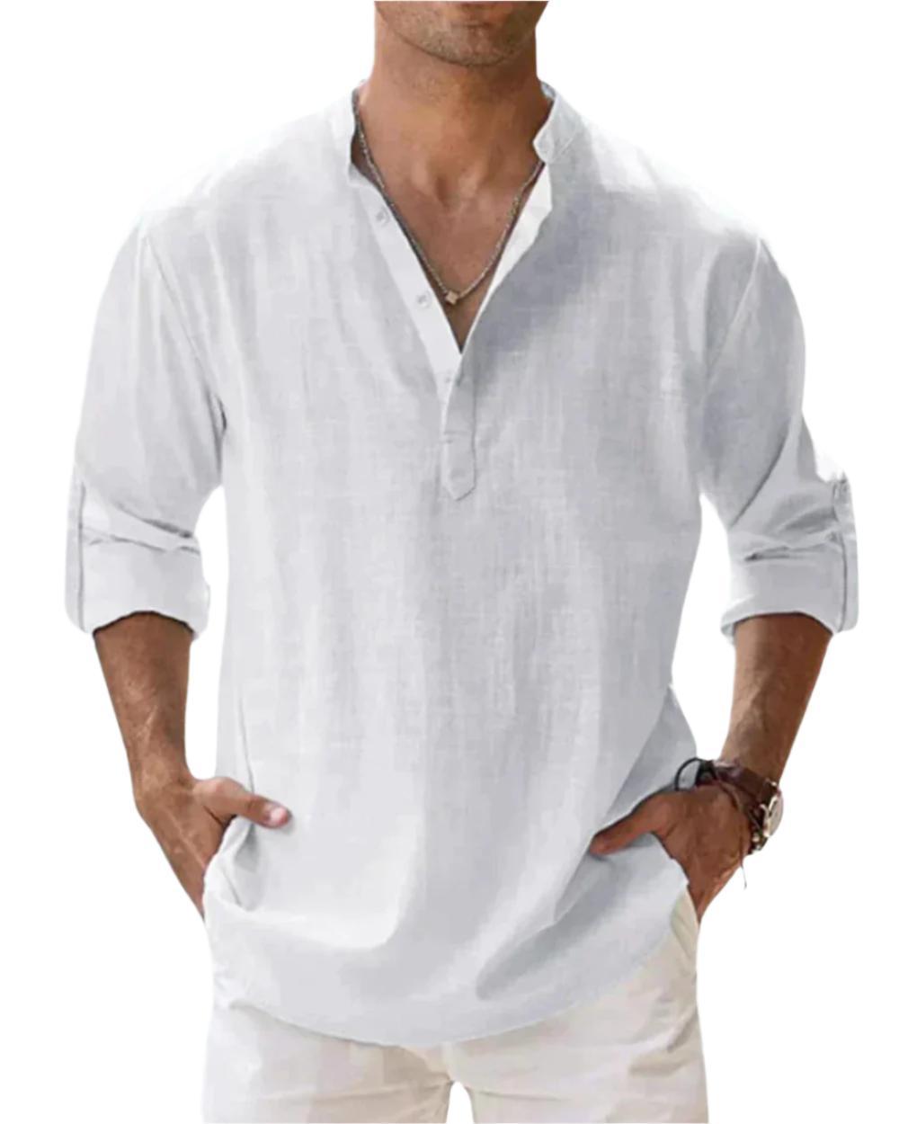 Chemise à manches longues en coton – Coupe slim classique pour homme