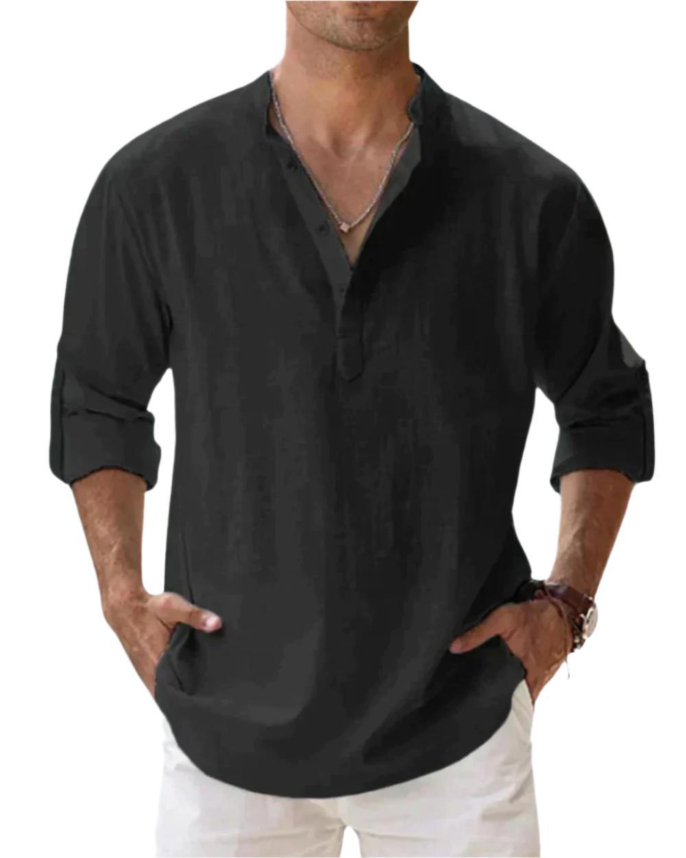 Chemise à manches longues en coton – Coupe slim classique pour homme