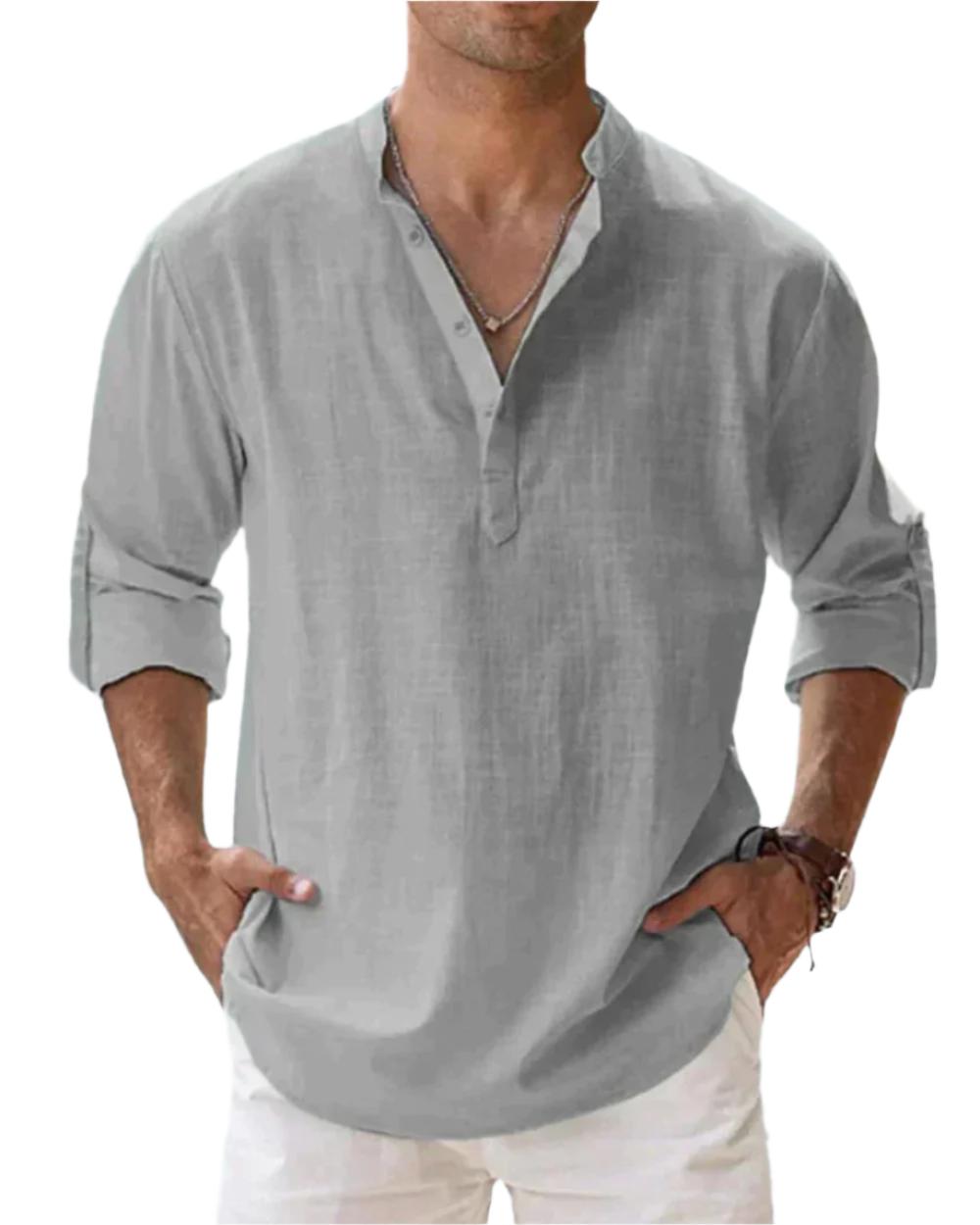 Chemise à manches longues en coton – Coupe slim classique pour homme