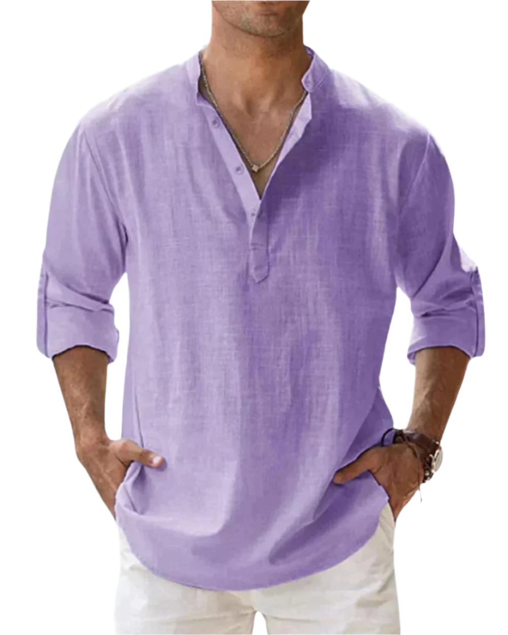 Chemise à manches longues en coton – Coupe slim classique pour homme