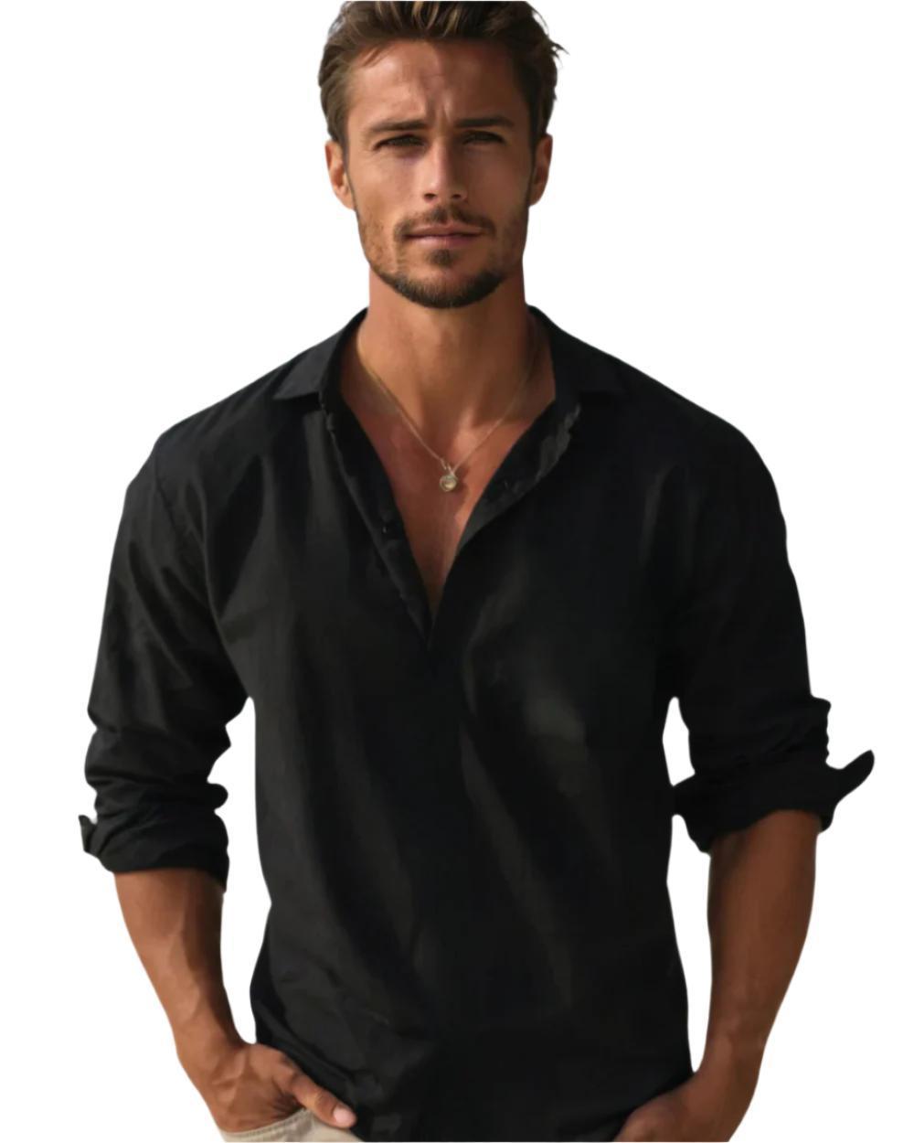 Chemise à manches longues en coton – Coupe slim classique pour homme