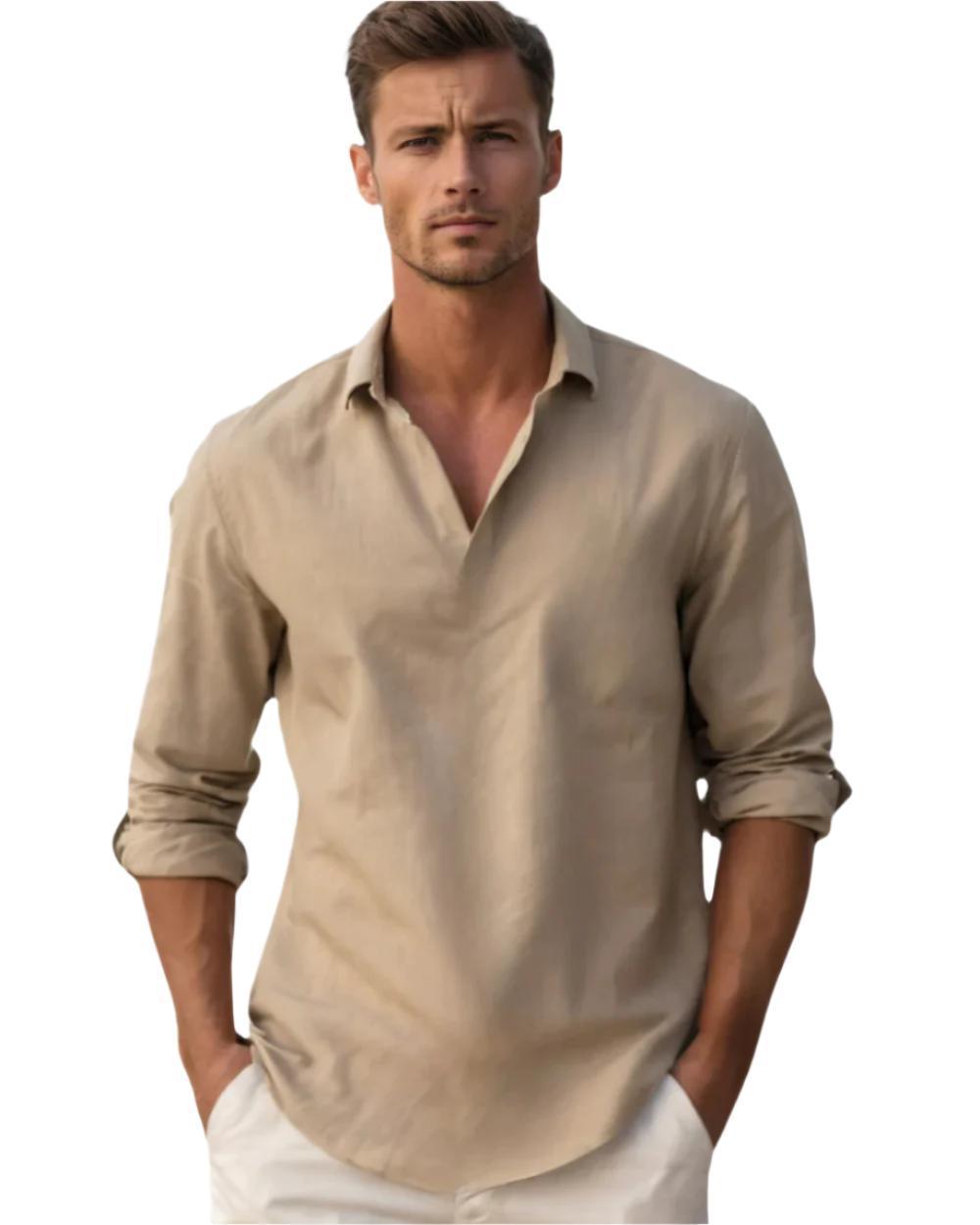Chemise à manches longues en coton – Coupe slim classique pour homme