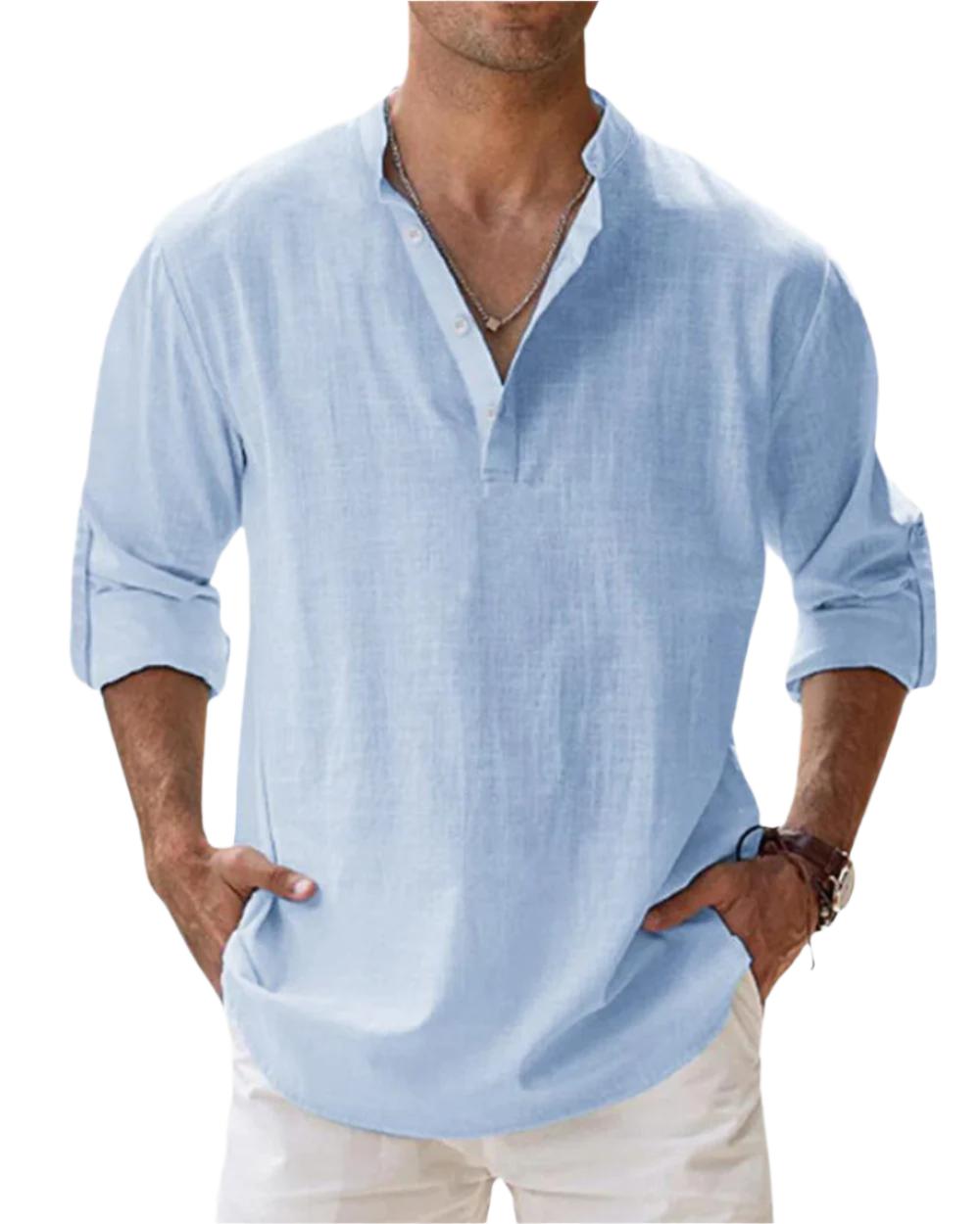 Chemise à manches longues en coton – Coupe slim classique pour homme