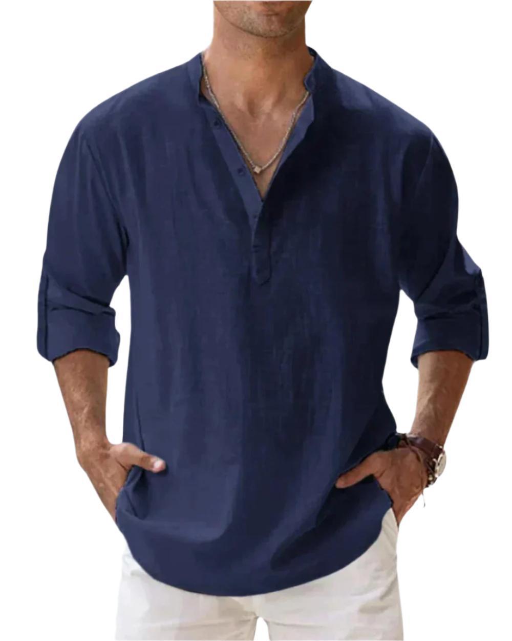 Chemise à manches longues en coton – Coupe slim classique pour homme