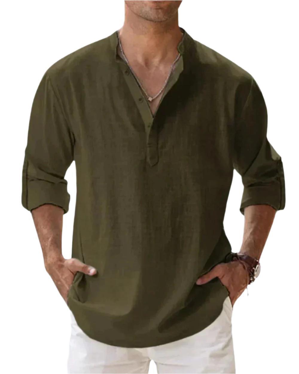 Chemise à manches longues en coton – Coupe slim classique pour homme