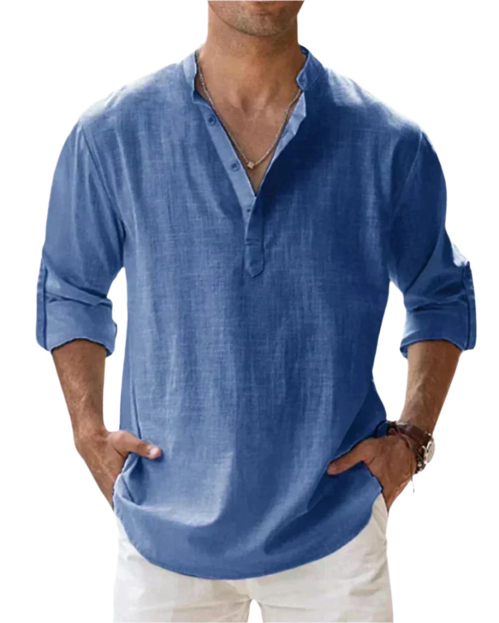 Chemise à manches longues en coton – Coupe slim classique pour homme