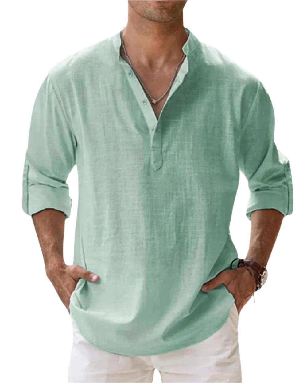 Chemise à manches longues en coton – Coupe slim classique pour homme
