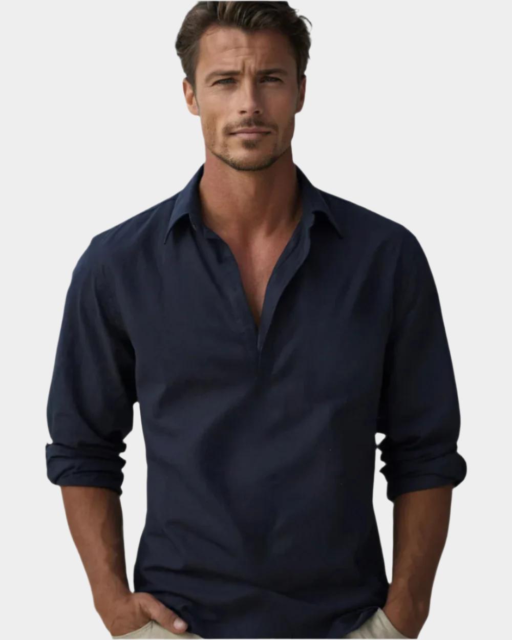 Chemise à manches longues en coton – Coupe slim classique pour homme