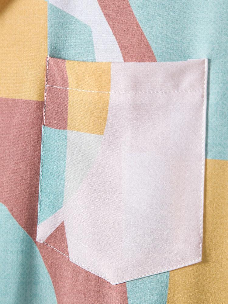 Chemise boutonnée à blocs de couleurs abstraits – Tenue d'été décontractée pour homme