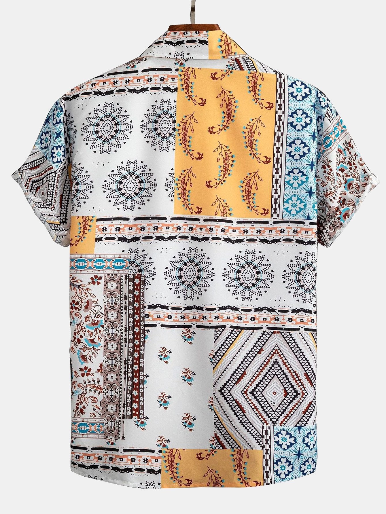 Chemise boutonnée à imprimé foulard – Chemisier baroque élégant pour homme