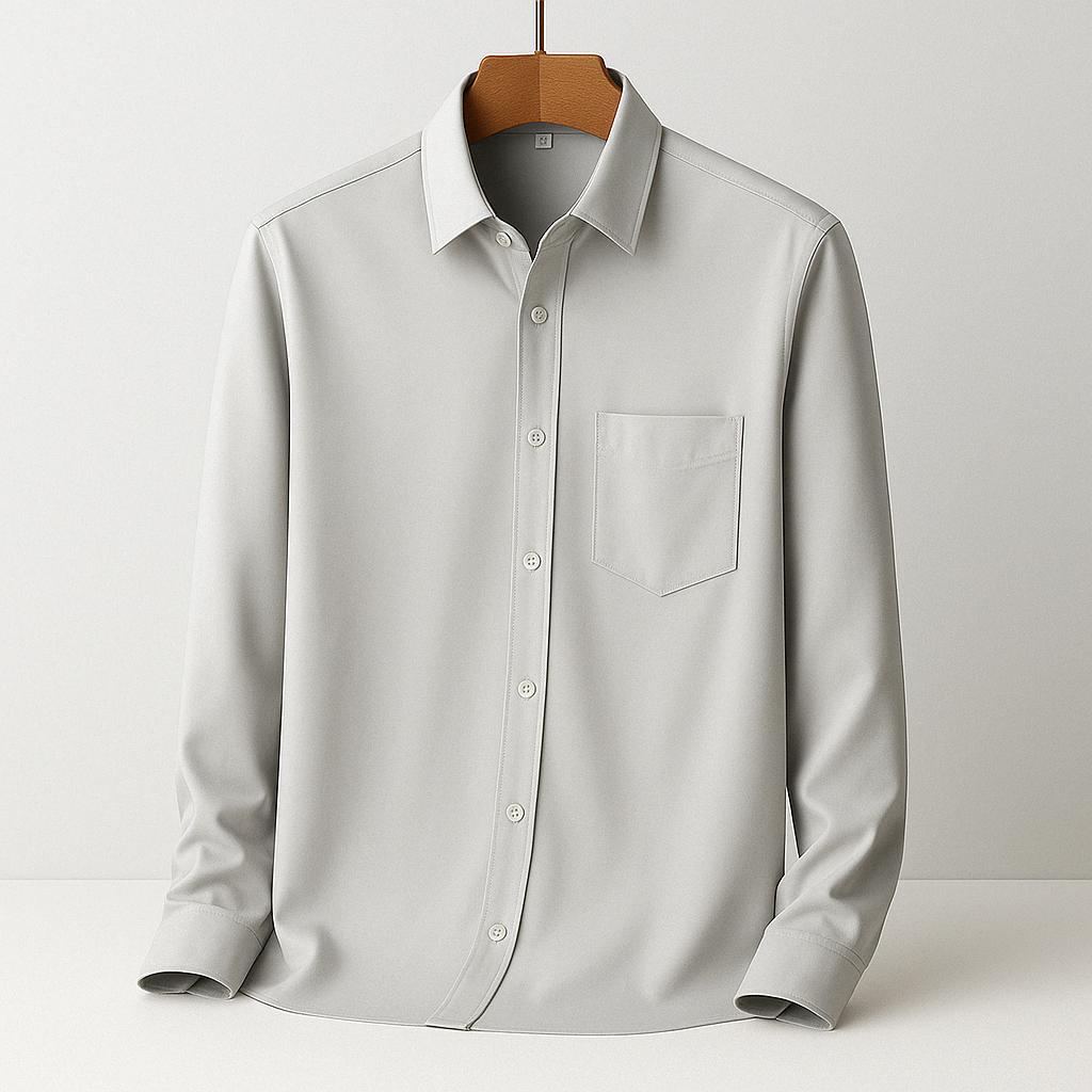 Chemise boutonnée à manches longues pour homme – Coupe douce et extensible