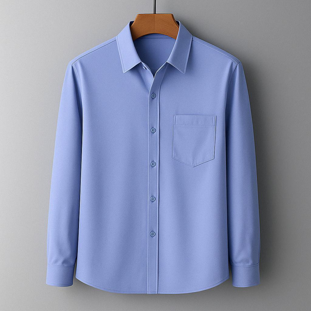 Chemise boutonnée à manches longues pour homme – Coupe douce et extensible