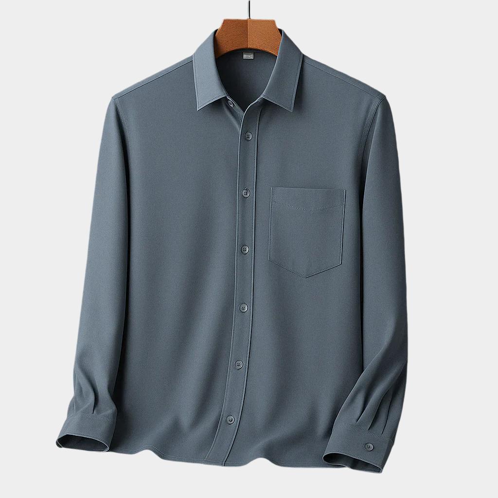 Chemise boutonnée à manches longues pour homme – Coupe douce et extensible