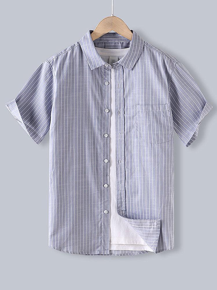 Chemise boutonnée à rayures en coton – Tenue décontractée pour homme