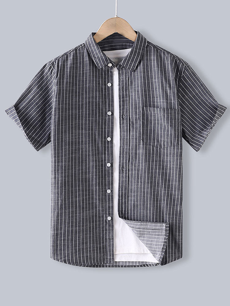 Chemise boutonnée à rayures en coton – Tenue décontractée pour homme