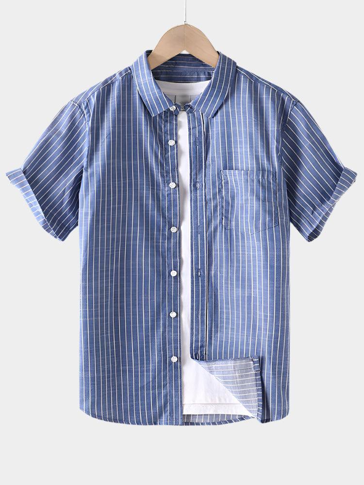 Chemise boutonnée à rayures en coton – Tenue décontractée pour homme