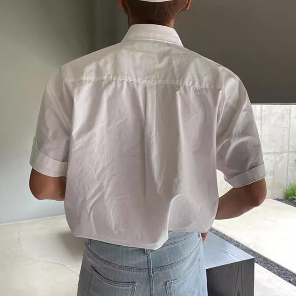 Chemise boutonnée ample décontractée haut de gamme de couleur unie