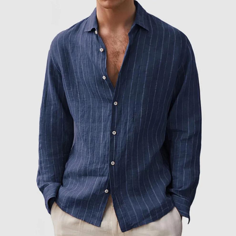 Chemise boutonnée décontractée à manches longues avec imprimé rayé