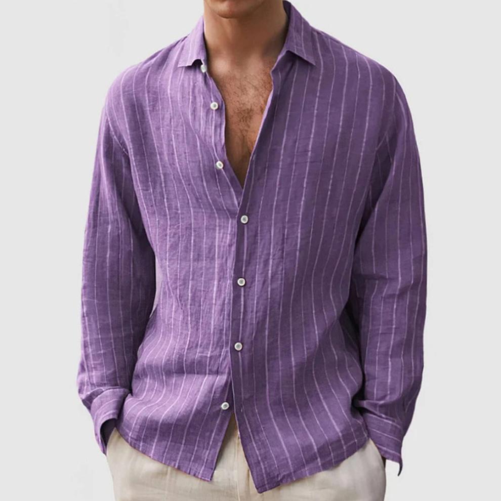 Chemise boutonnée décontractée à manches longues avec imprimé rayé