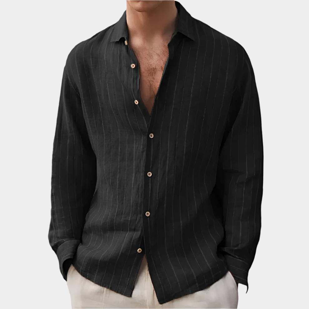 Chemise boutonnée décontractée à manches longues avec imprimé rayé