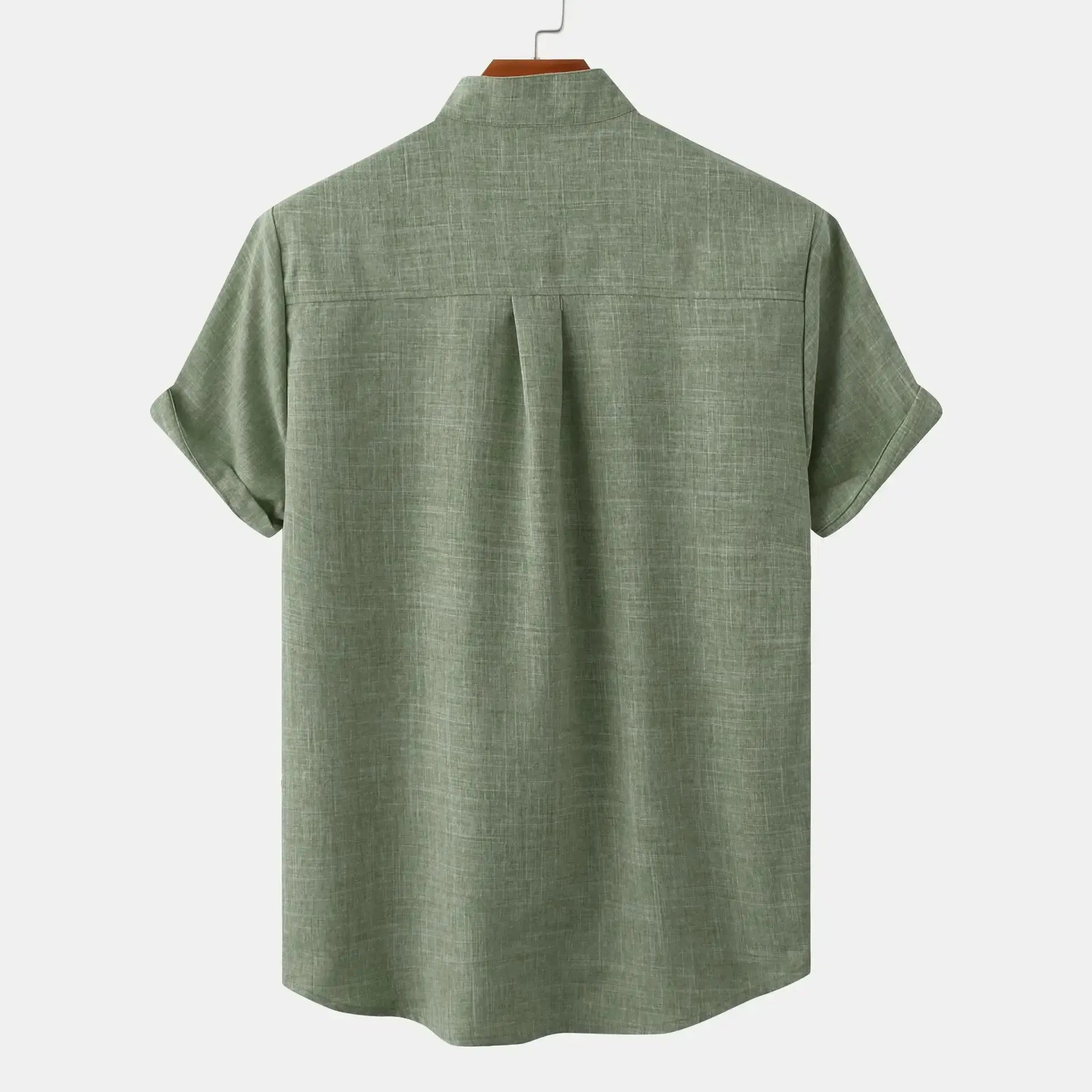 Chemise boutonnée en lin pour homme – Tenue d'été décontractée sans col
