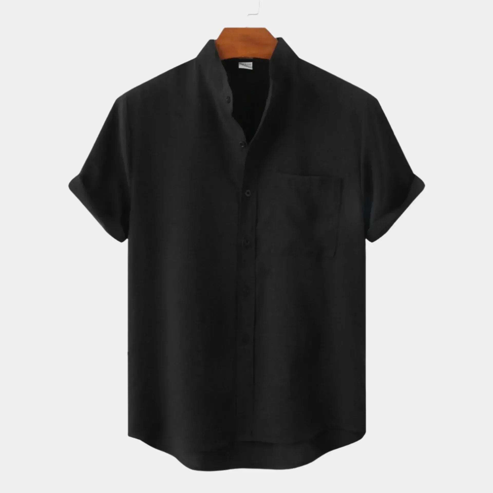 Chemise boutonnée en lin pour homme – Tenue d'été décontractée sans col