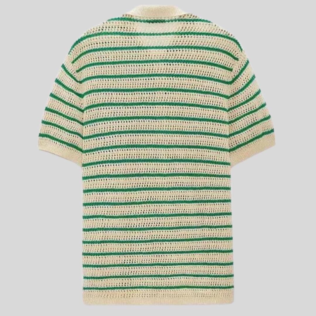 Chemise boutonnée en tricot – Haut respirant à manches courtes pour homme