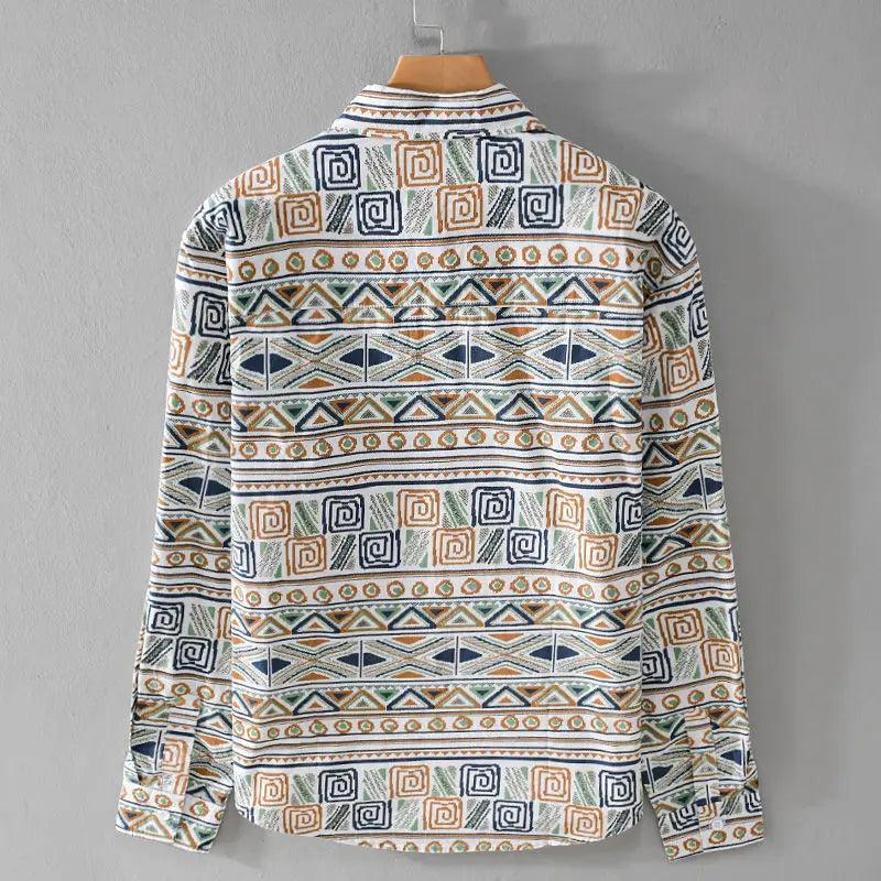 Chemise boutonnée tribale nomade pour homme – Coupe décontractée